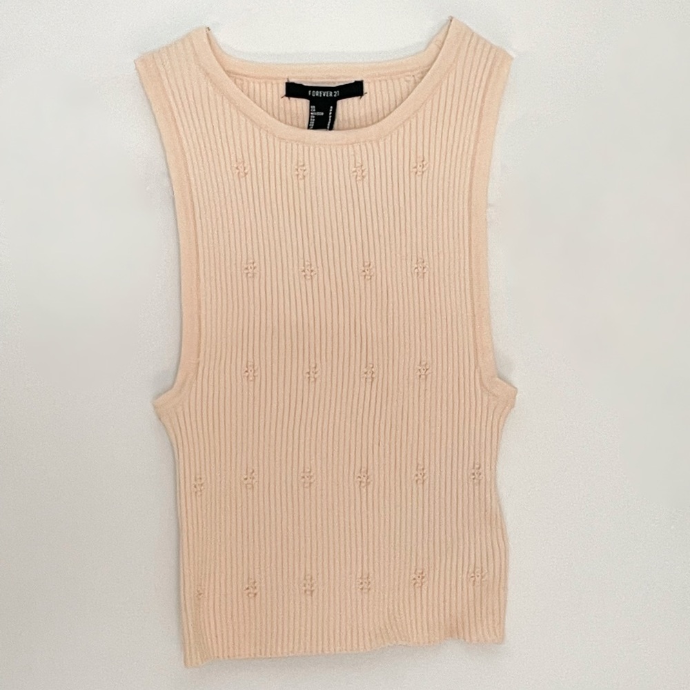 Flower Sewn Detail Cropped Tank Top NWT